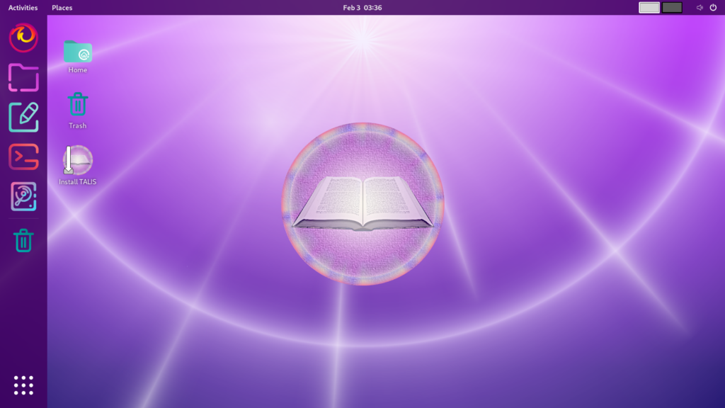 TALIS Linux is a custom distribution for educational purposes. Live desktop seen here.